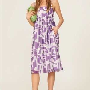 Purple and White Abstract Dress